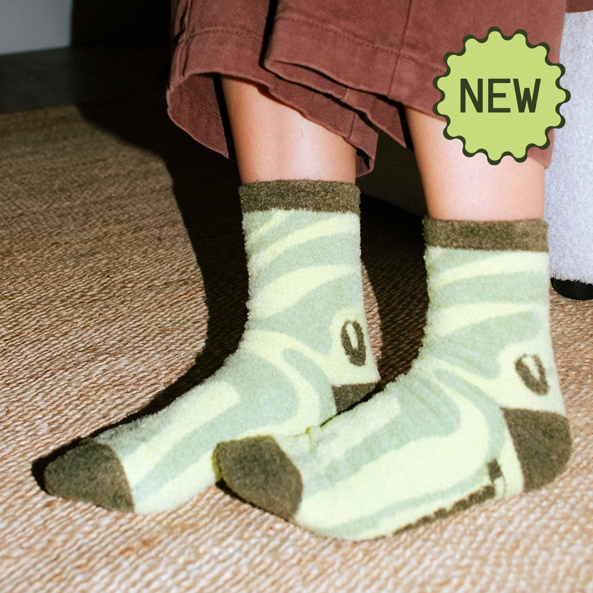 Fuzzy Pistachio Green Socks